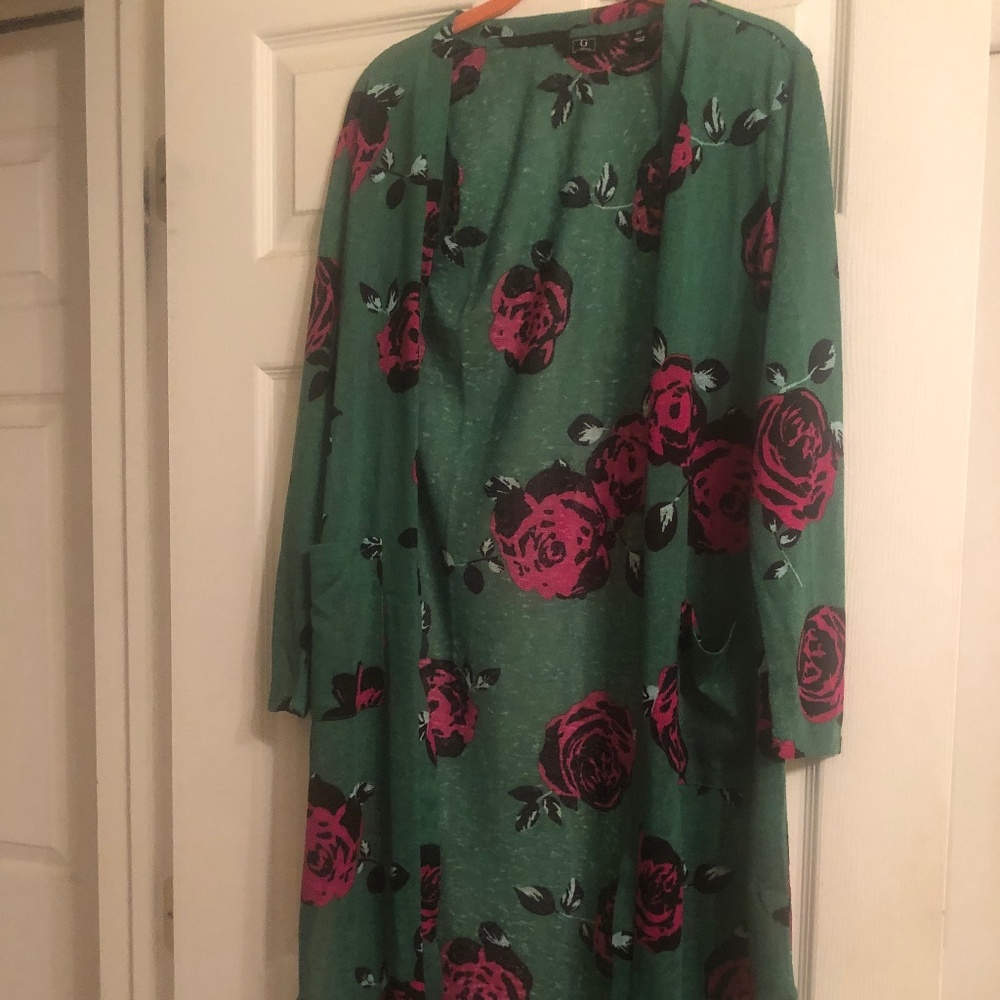 Sale! New G by Giuliana Green Magenta Rose Cardigan